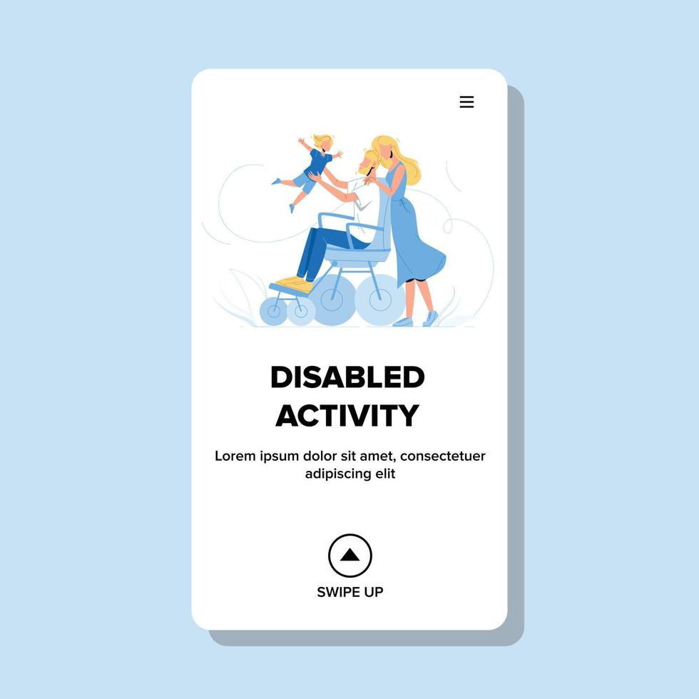 Disabled Activity Father Throws Up Son Vector