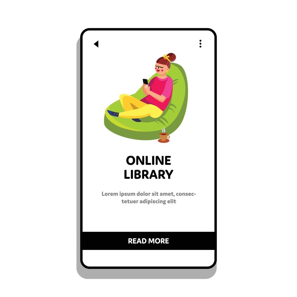 biblioteca en línea para leer libros electrónicos en vector de teléfono