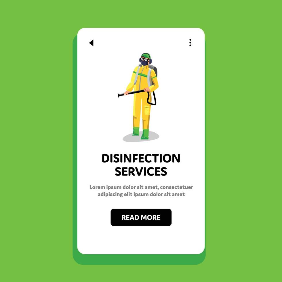 Disinfection Services Worker Disinfecting Vector Flat Illustration