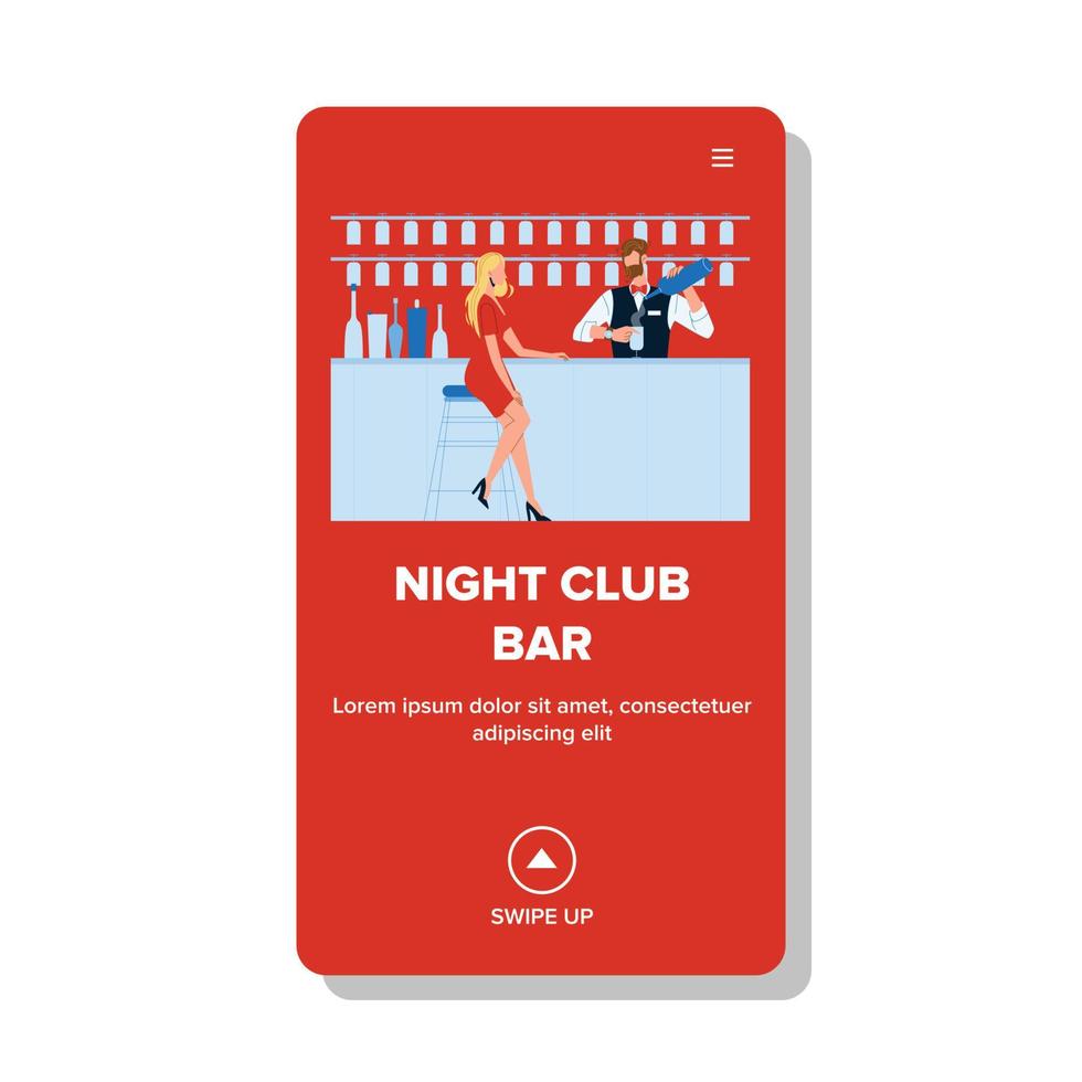 night club bar cliente mujer esperar cóctel vector