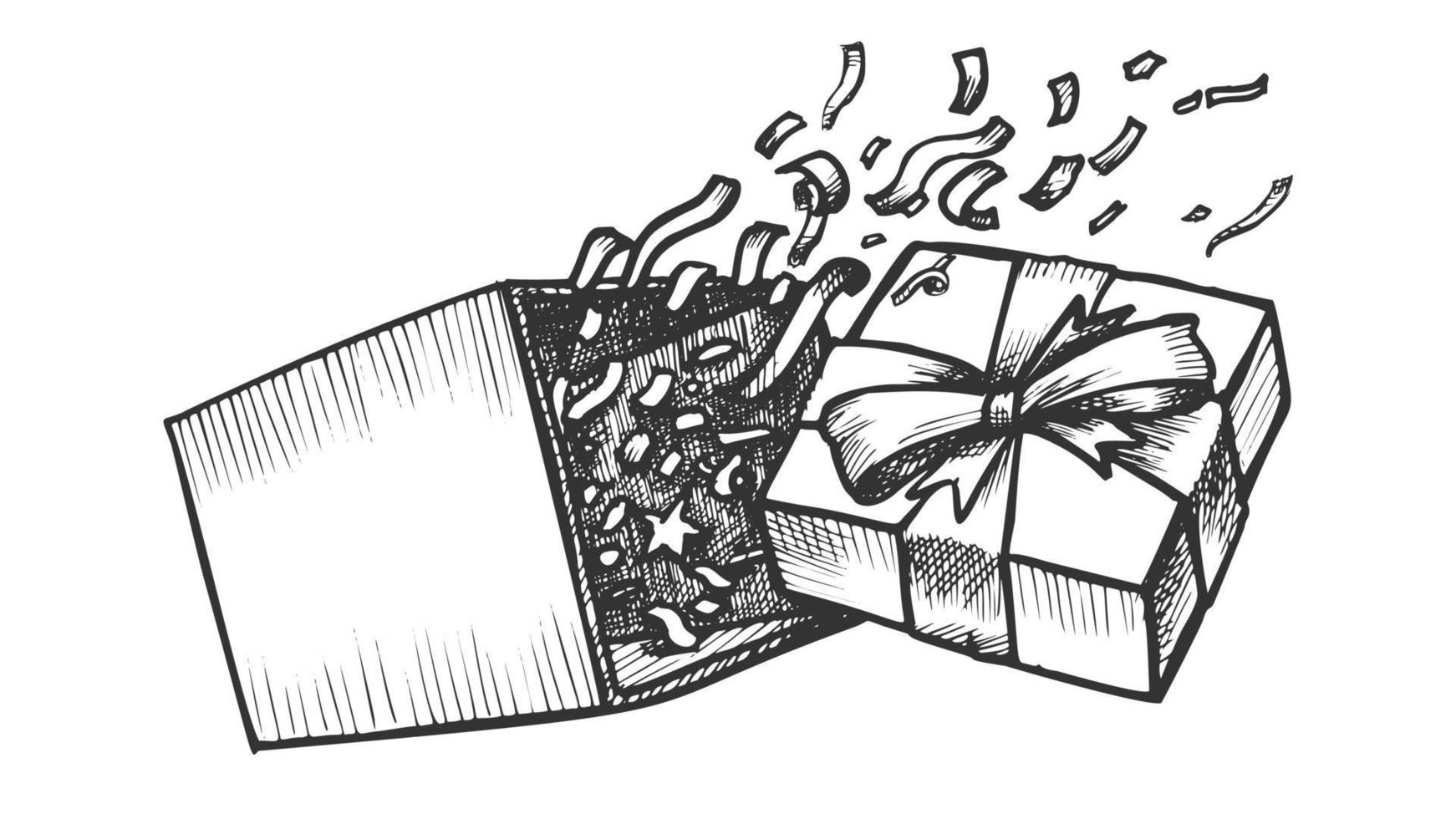 Opened Gift Box With Confetti Explosion Ink Vector