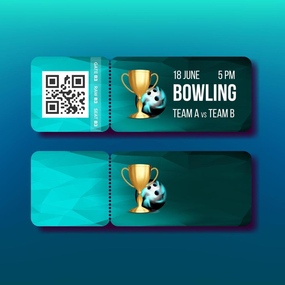 Ticket With Tear-off Coupon On Bowling Vector