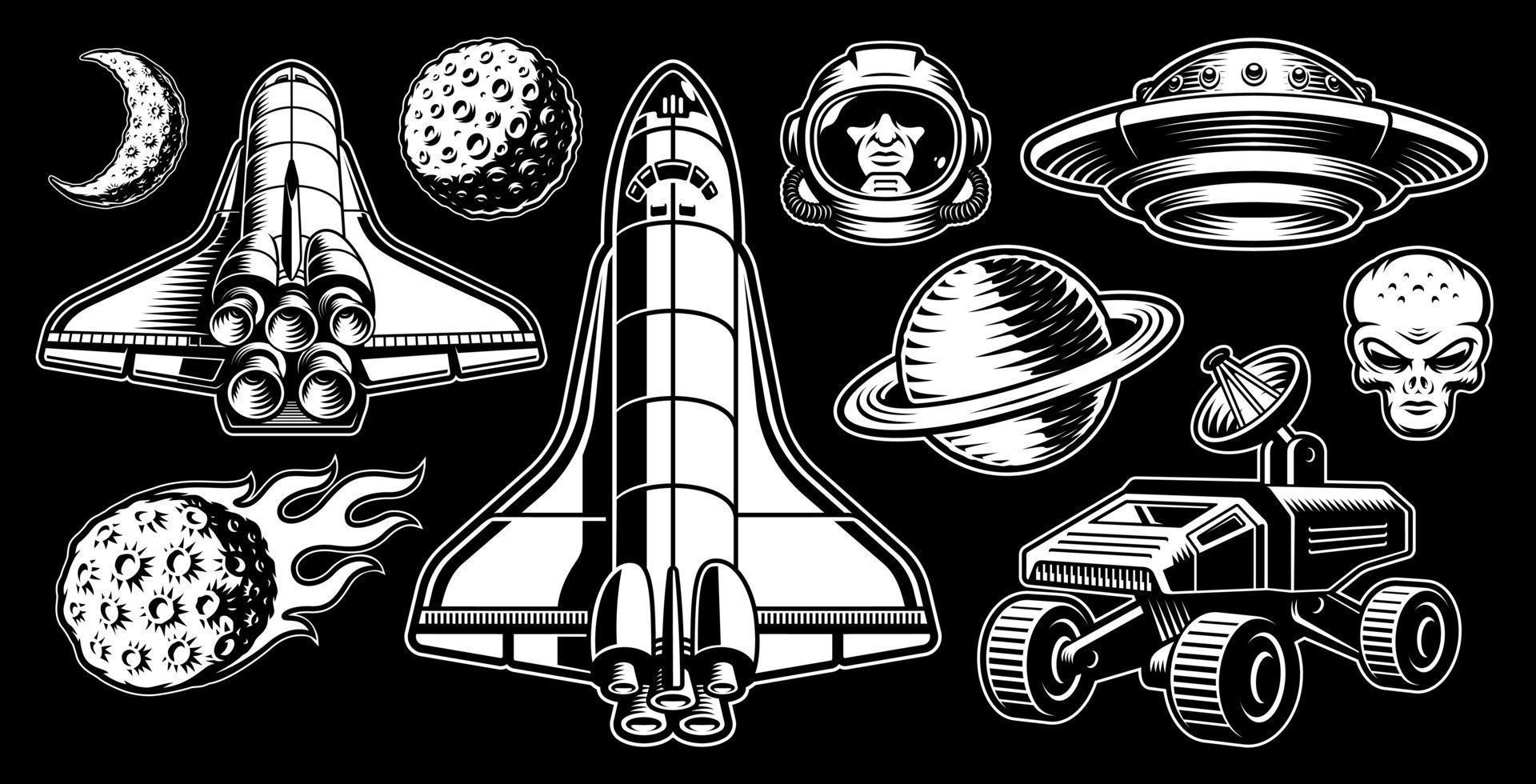 Set of space illustrations vector