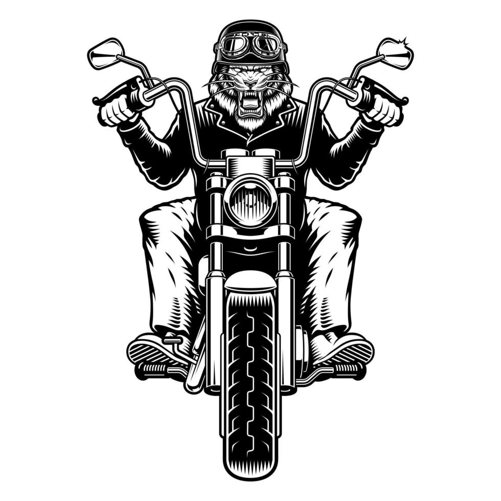 ilustración vectorial de un motociclista tigre vector