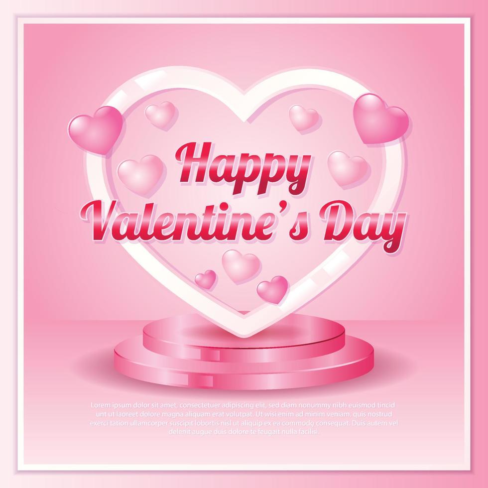 Happy Valentine's day social media template. With heart frame vector