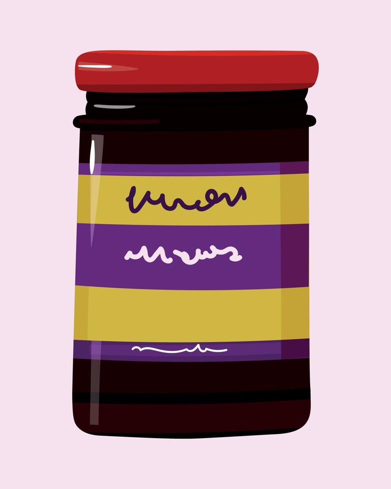 Illustration of glass jar with Asian teriyaki sauce. Traditional asian food ingredient vector