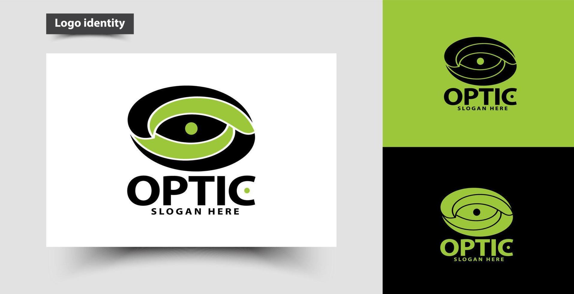 logotipo de la marca de negocios ópticos forma geométrica minimalista vector