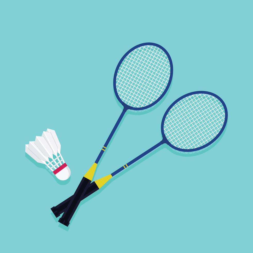 raqueta de bádminton o raqueta con ilustración de vector de volante