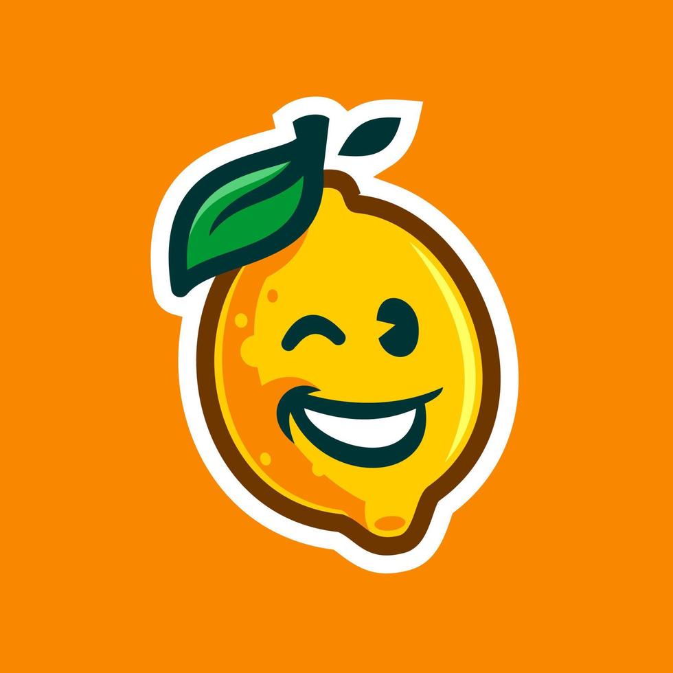 lemon logo. cute lemon mascot logo cartoon design. Lemon Face Character drawing illustration for lemonade beverage or juice and drink related business. vector