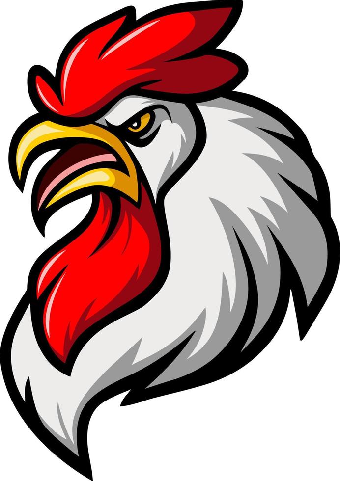 personaje de mascota de cabeza de gallo enojado vector