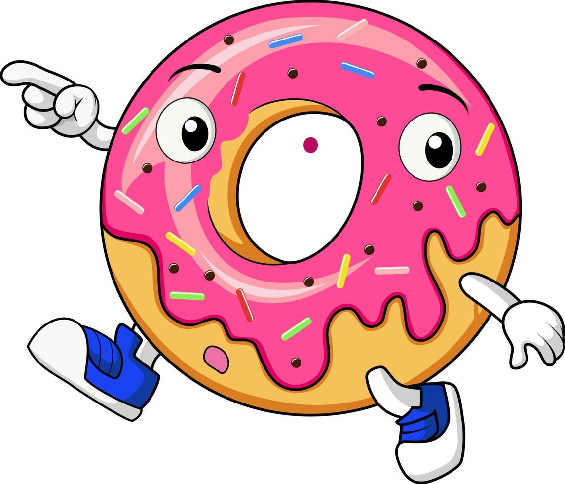 Cute donut cartoon mascot character vector