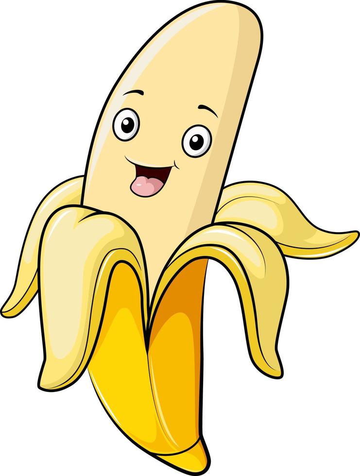 Cute banana cartoon mascot character vector