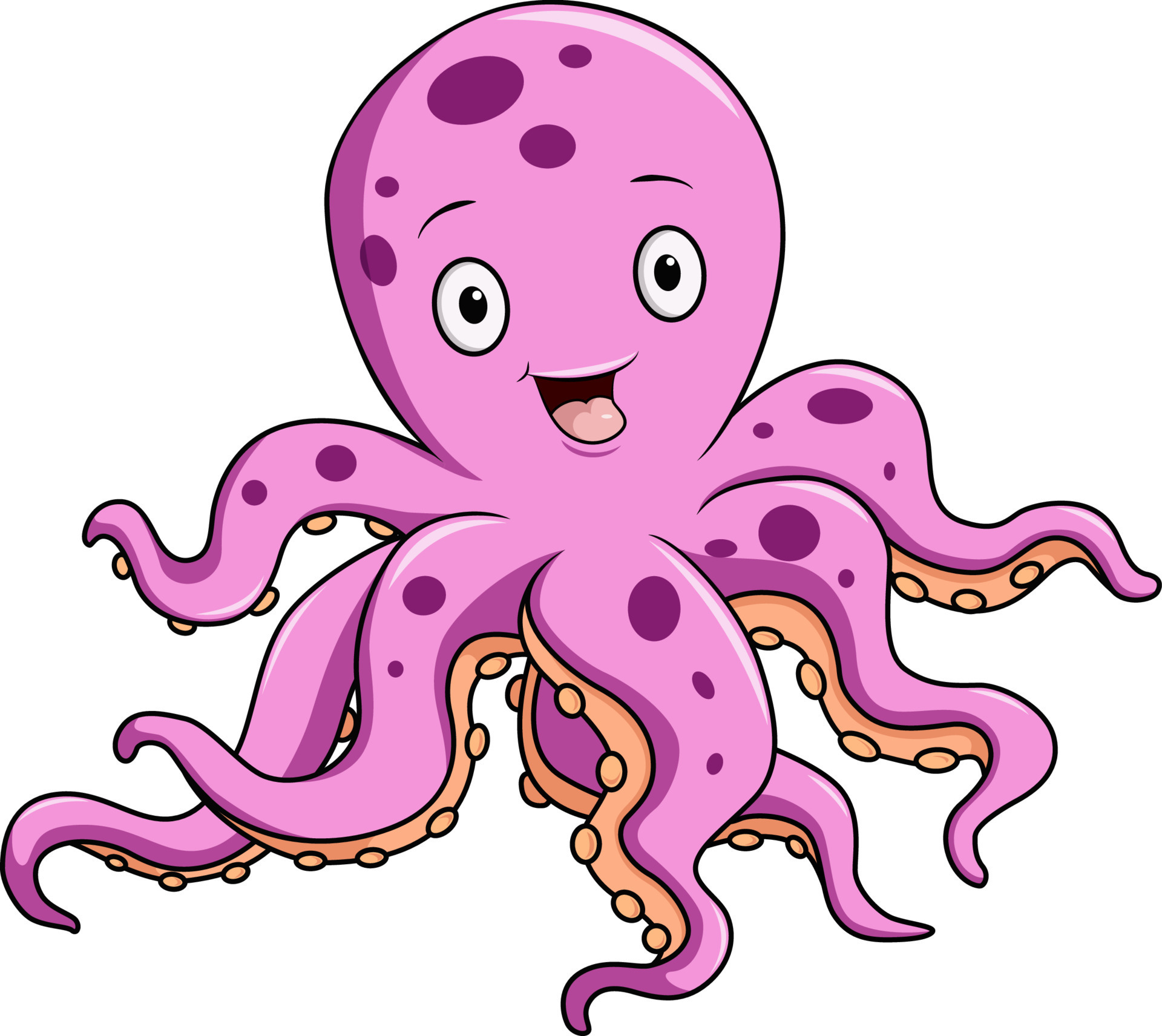 Cute pink octopus on white background 17460102 Vector Art at Vecteezy
