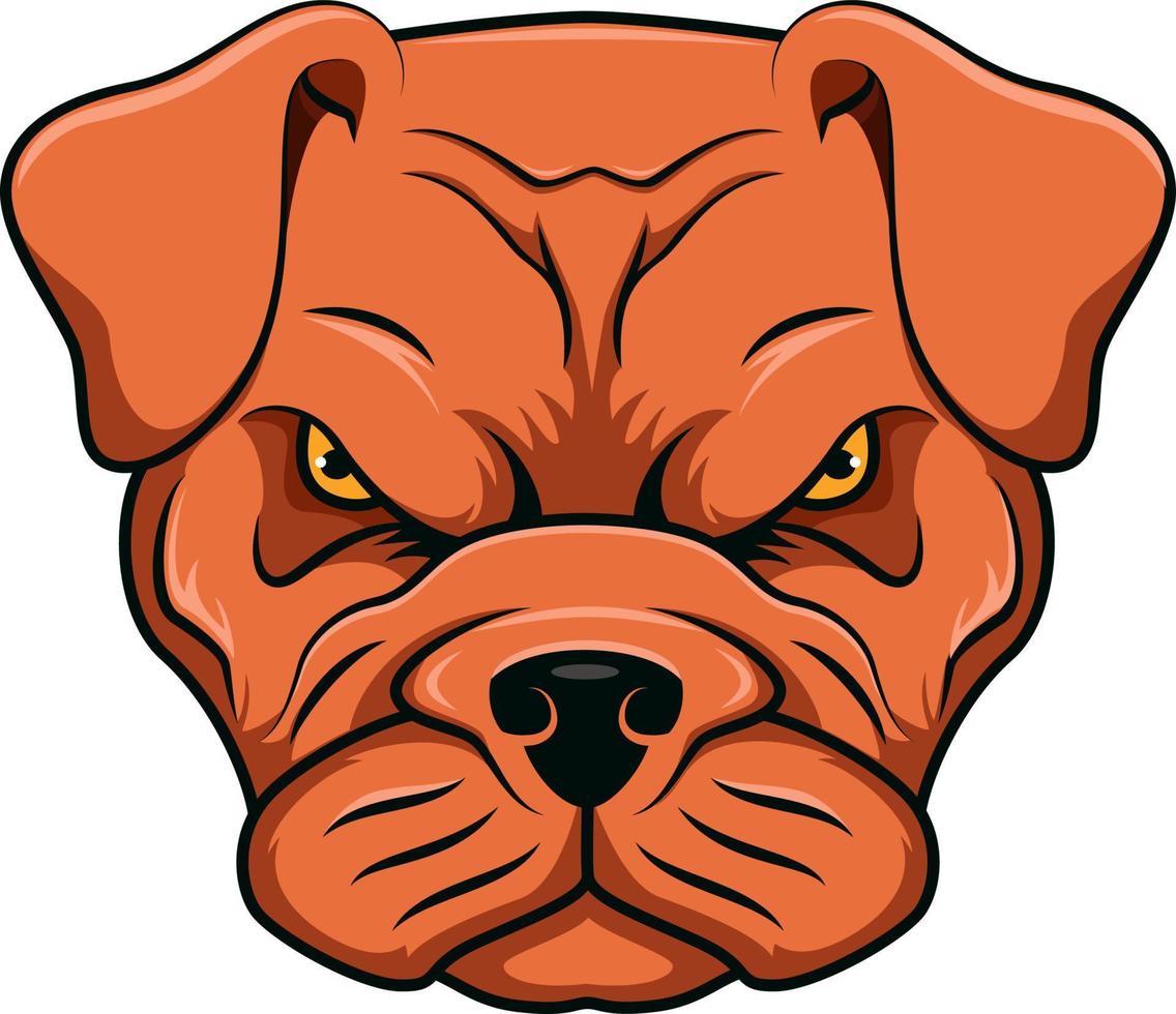 personaje de mascota de cabeza de bulldog enojado vector