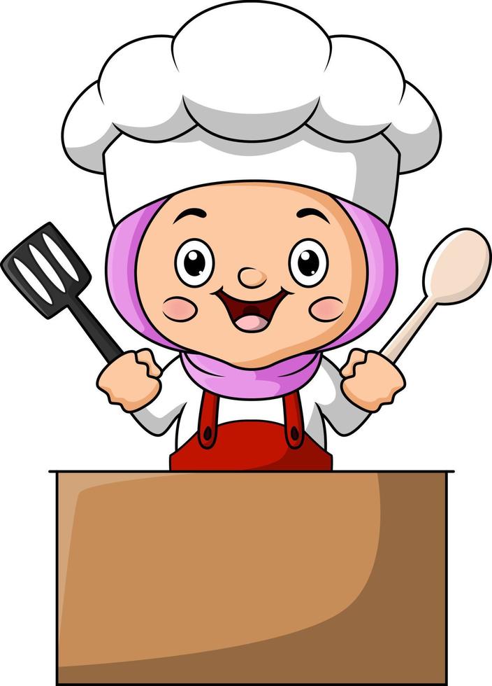 personaje de dibujos animados lindo chef chica vector