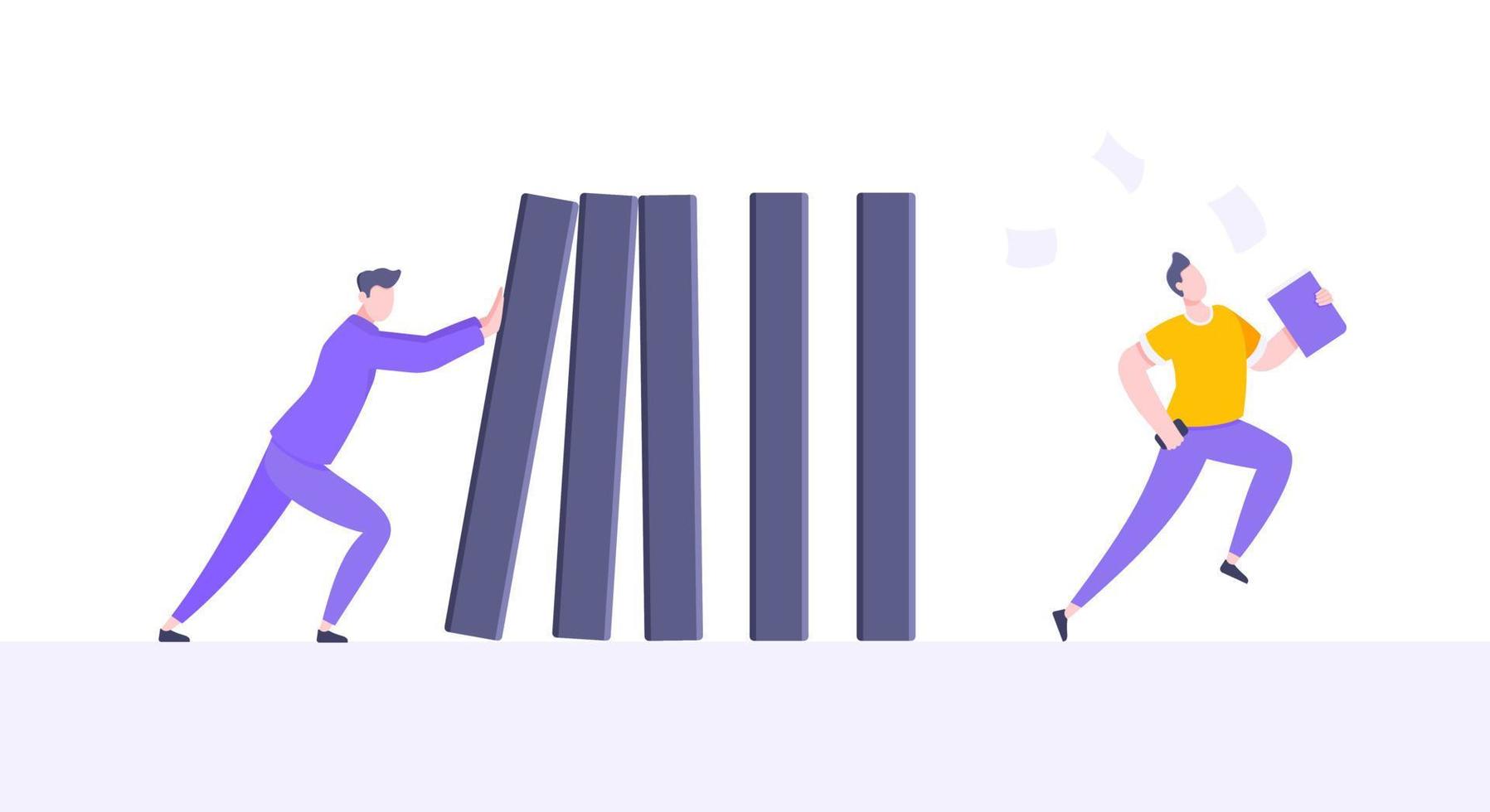 Business resilience or domino effect metaphor vector illustration concept.
