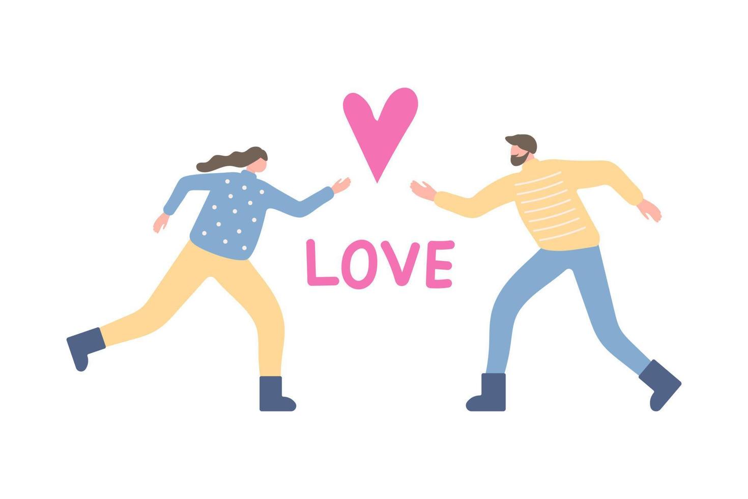 Human relations loving couple. Valentines Day Card. Vector illustration
