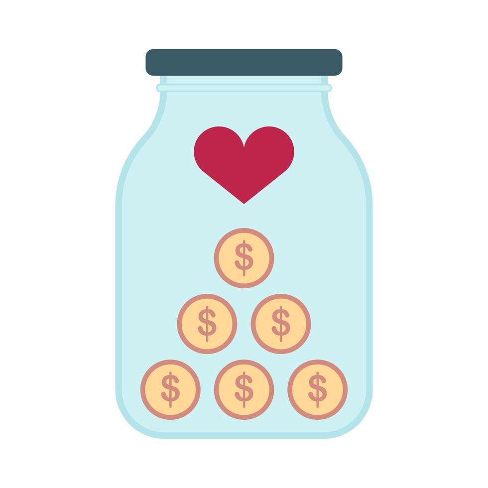 Donation, charity foundation concept with heart. Vector illustration