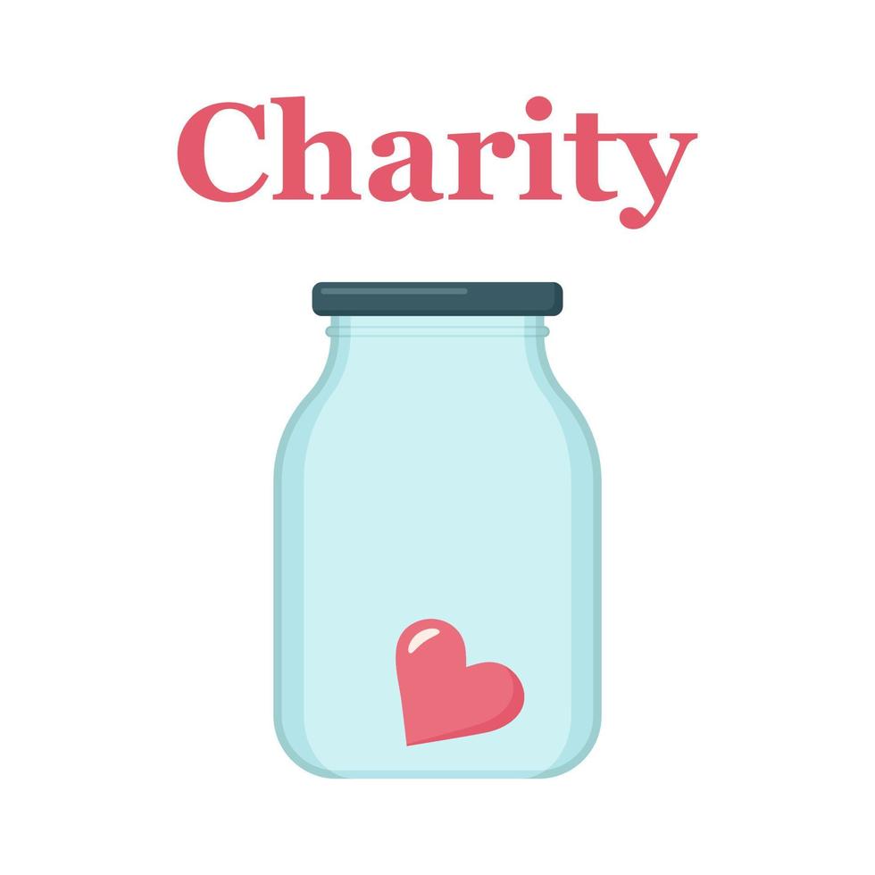 Donation, charity foundation concept with heart. Vector illustration