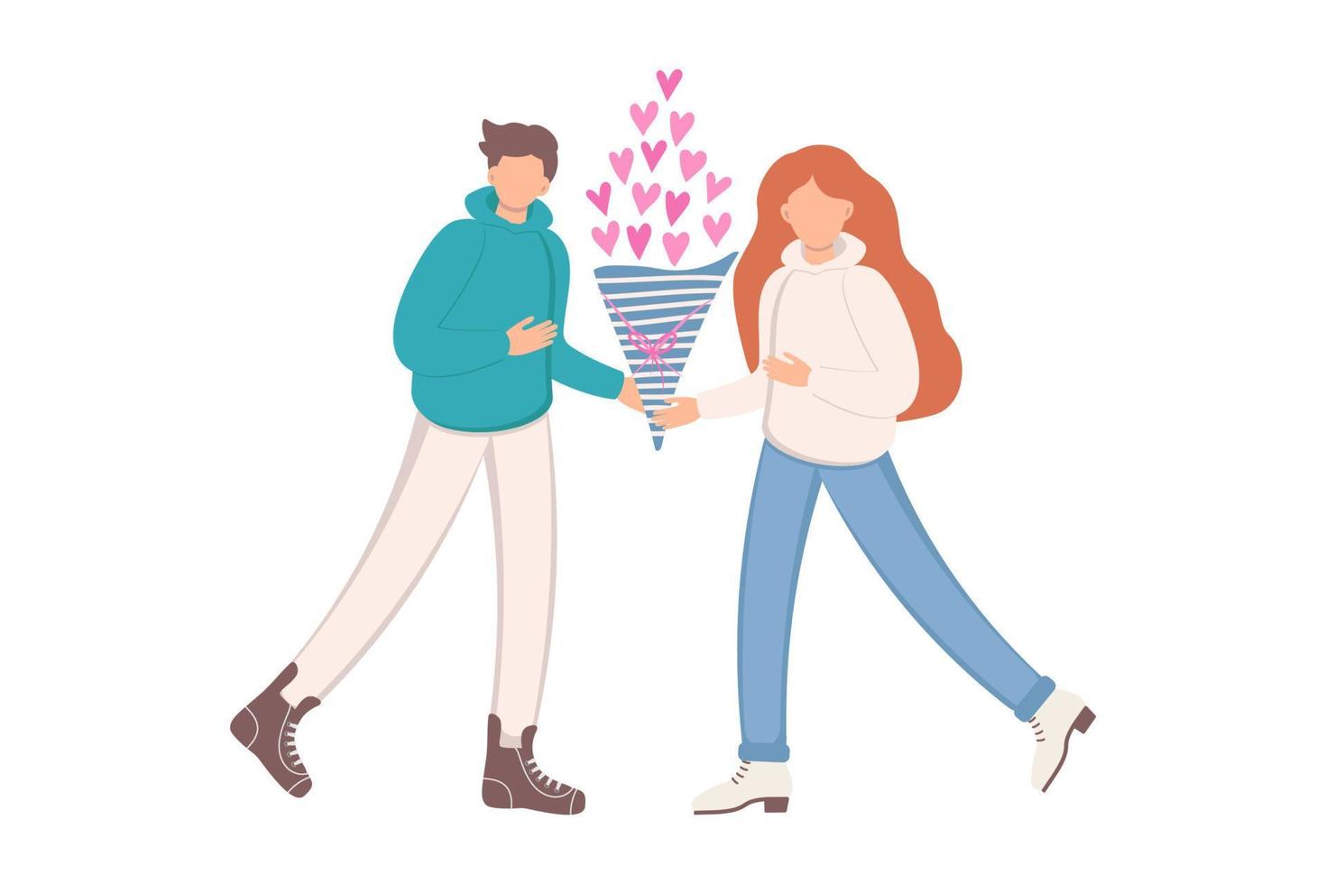 relaciones humanas pareja amorosa. tarjeta del día de san valentín. ilustración vectorial vector