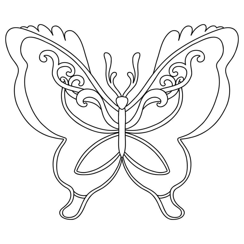 Beautiful magic butterfly coloring template vector illustration
