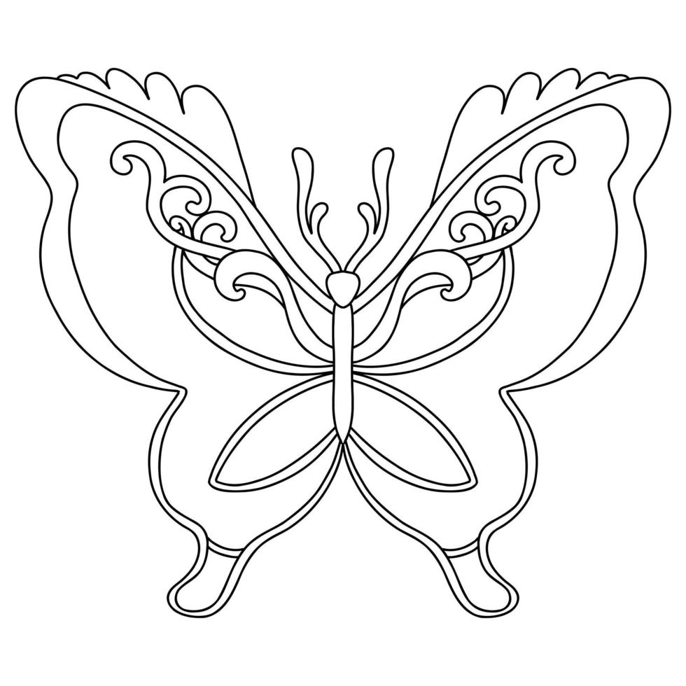 hermosa mariposa mágica para colorear plantilla vector ilustración