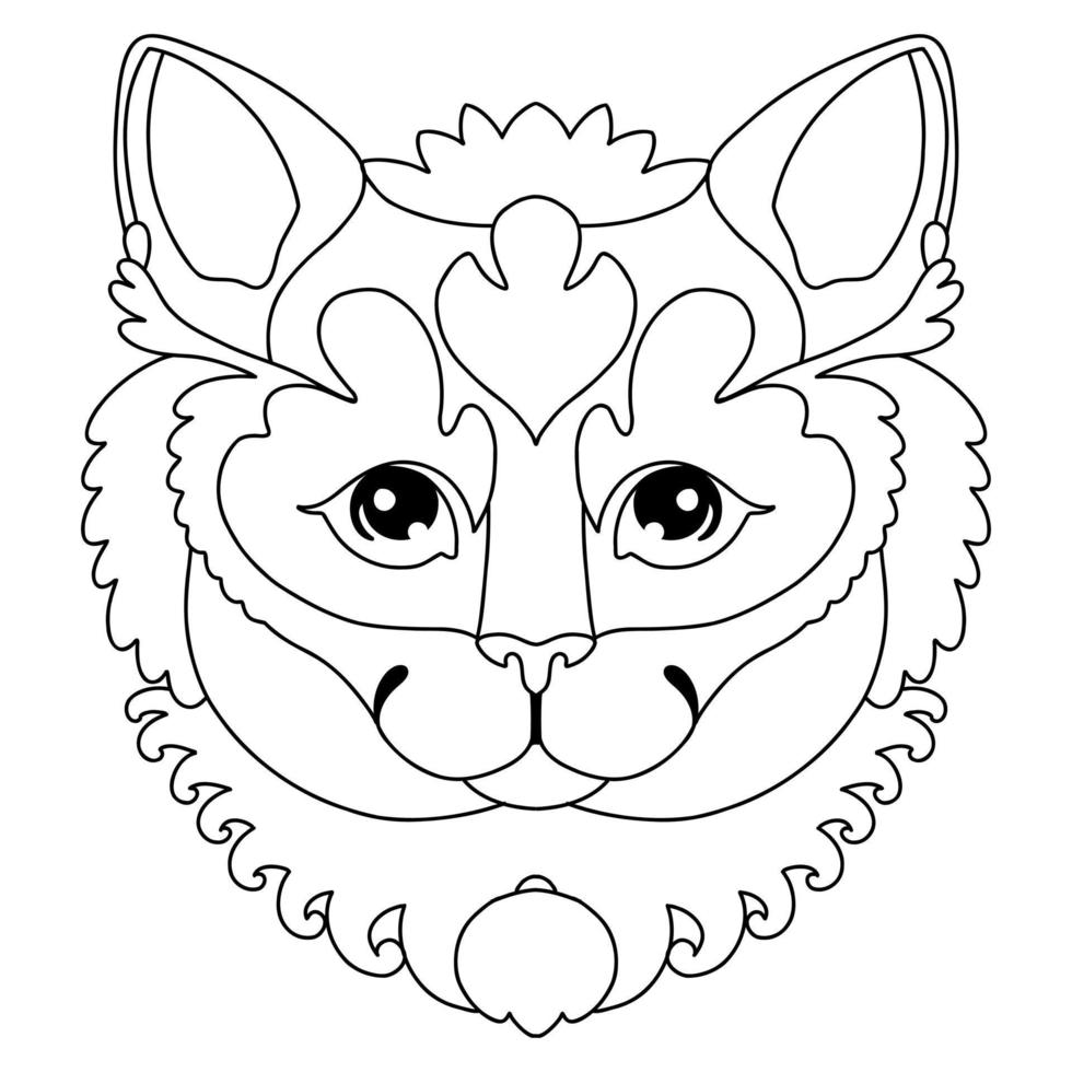 cabeza de gato para colorear plantilla vector ilustración