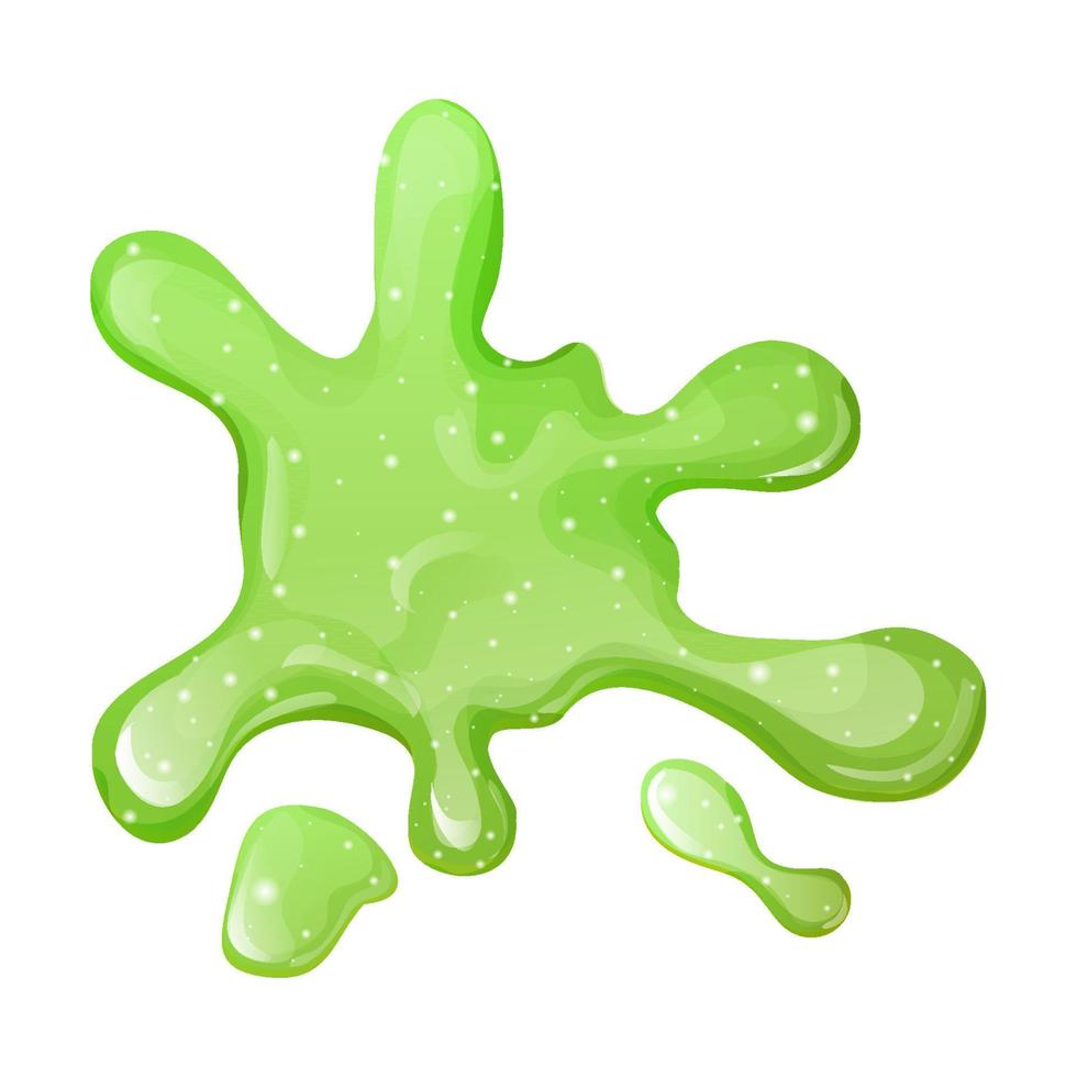 limo splat, gota de gelatina pegajosa verde brillante con brillo en estilo de dibujos animados aislado sobre fondo blanco. ilustración vectorial vector