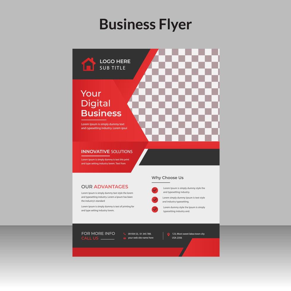 Corporate Business abstract vector template for Brochure, Poster, Corporate Presentation, Portfolio, Flyer, an infographic with red and black color size A4.