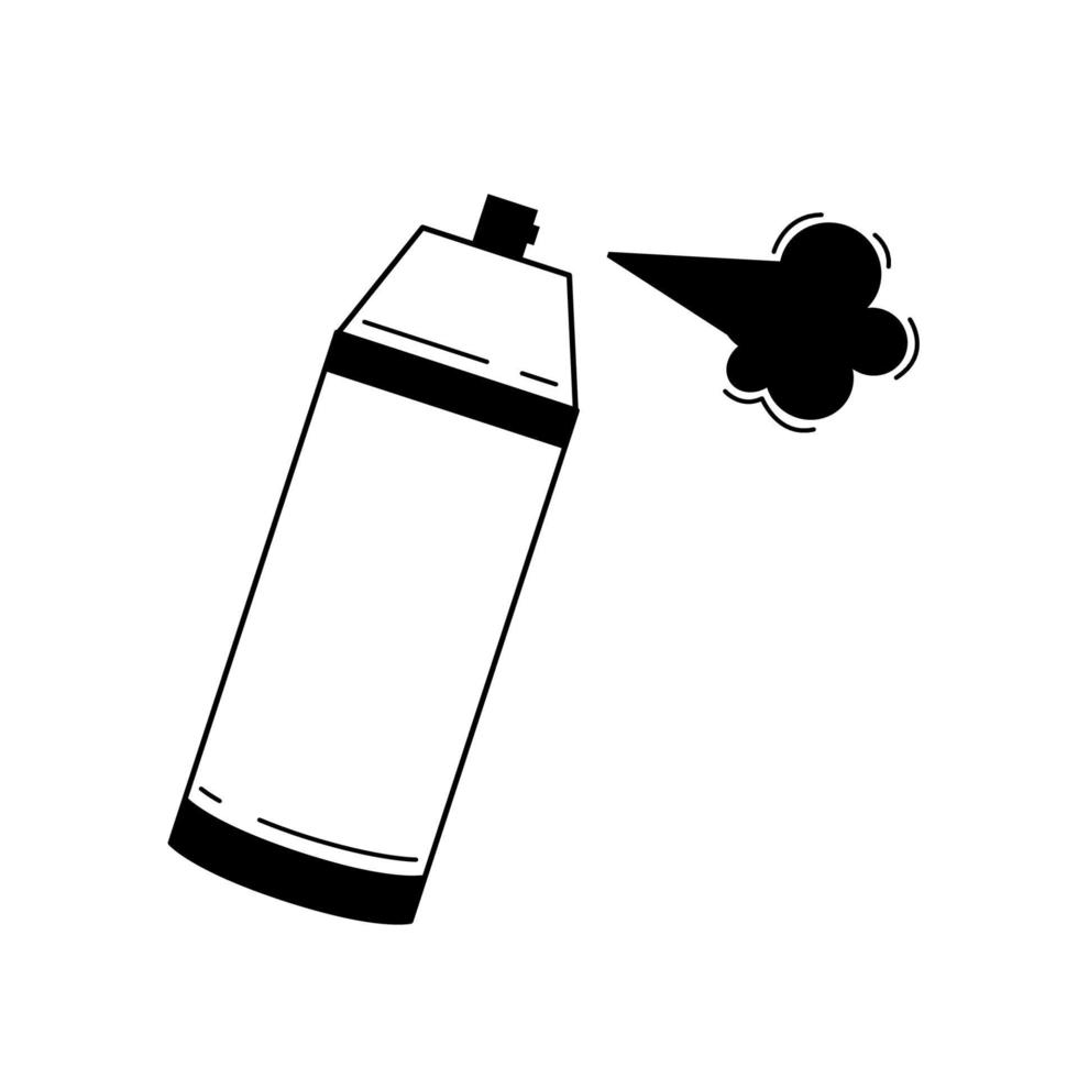 Spray paint. Linear drawing of aerosol. Vector illustration. Outline icon of spray can.