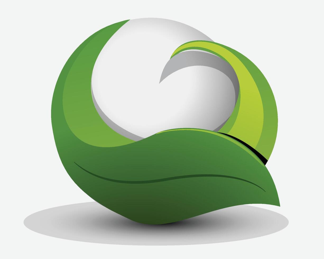 realistic 3d logo design ball circle gaming detailed modern leaf vector