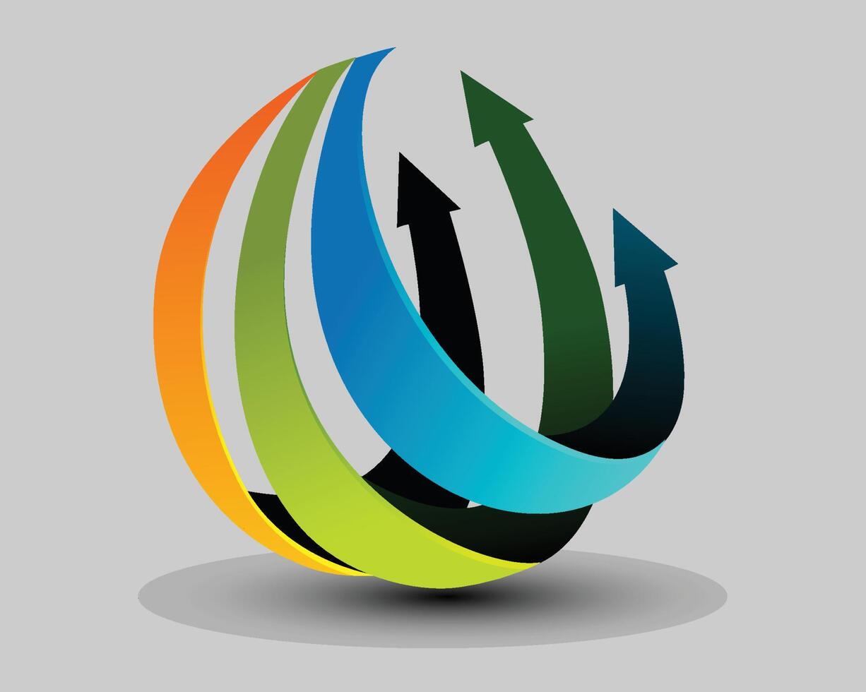 realistic 3d logo design ball circle gaming detailed modern lines arrow vector