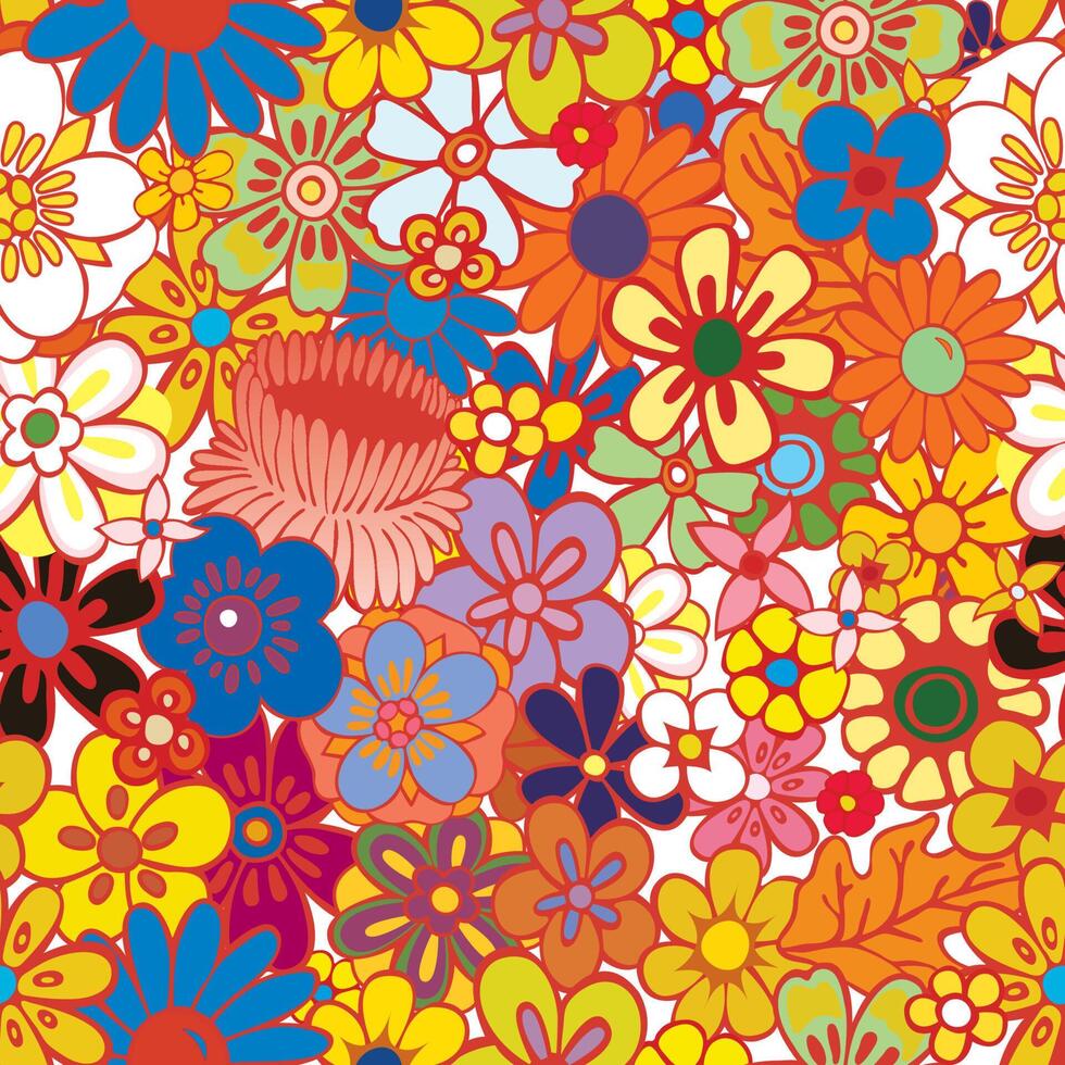 pattern flower colorful mix seamless repeat vector illustration