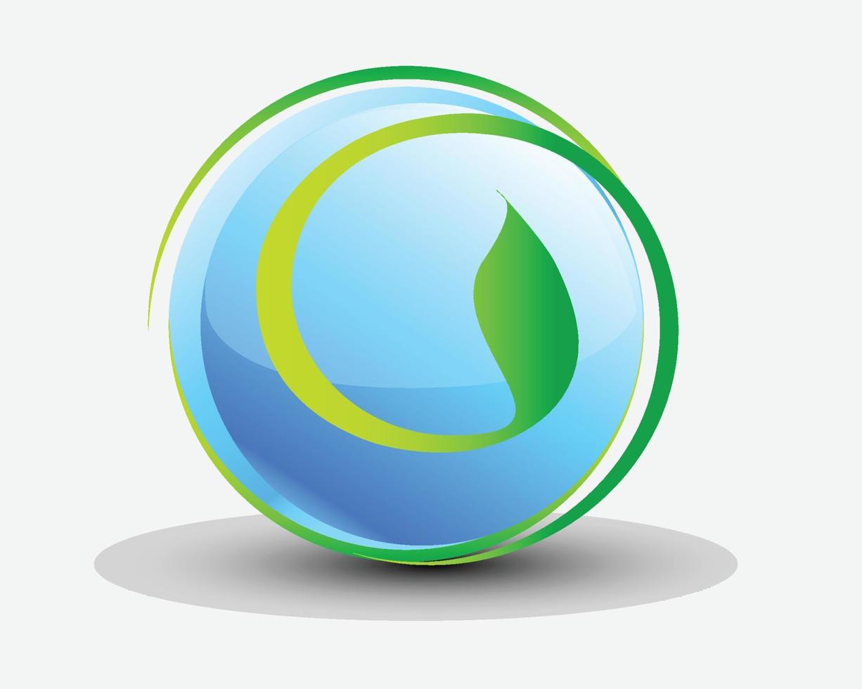 realistic 3d logo design ball circle gaming detailed modern leaf vector