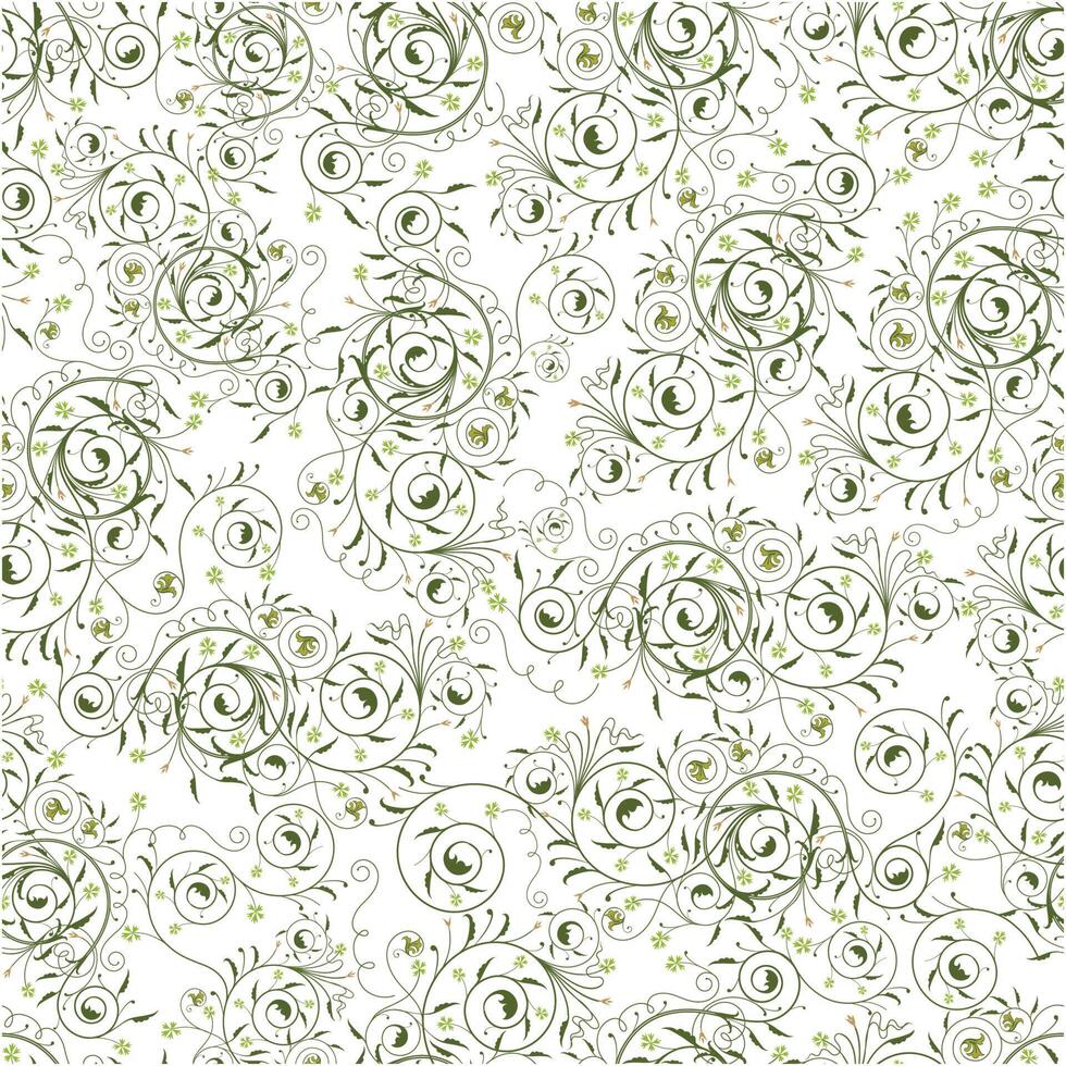 pattern seamless leaf floral repeat round spiral vector