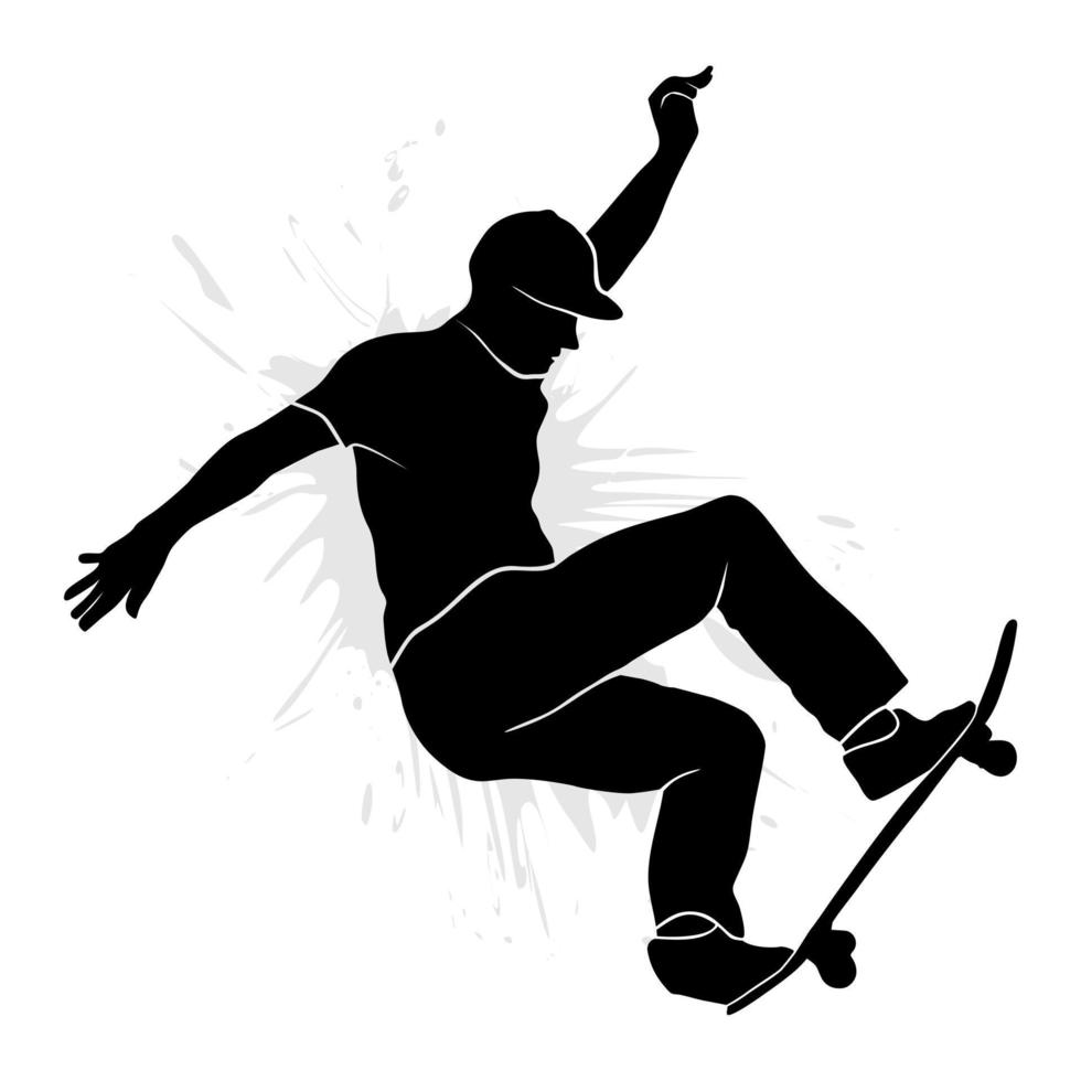 silueta de skater saltando con patineta. ilustración vectorial vector