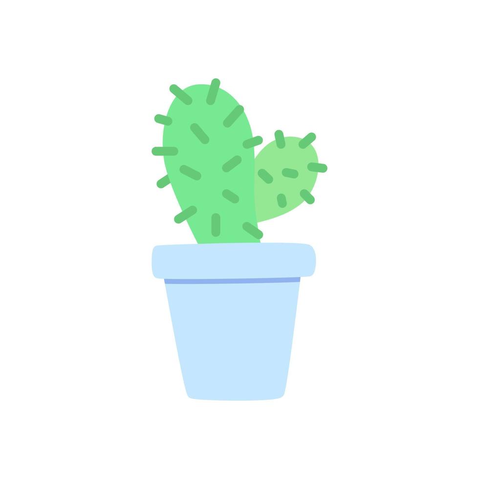 Cute home cactus in pot isolated on white background. Hand-drawn vector illustration in a fashionable flat style.