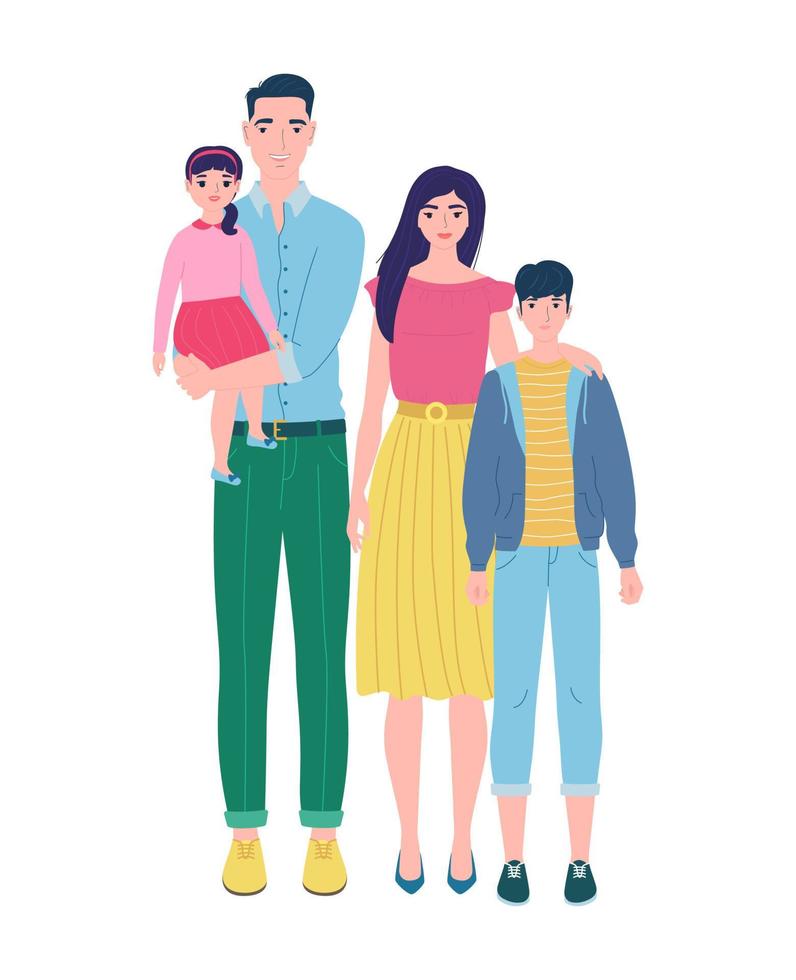 Banner template, stay at home. Family is in self-isolation, the concept of protection from coronavirus. Vector illustration in modern style.