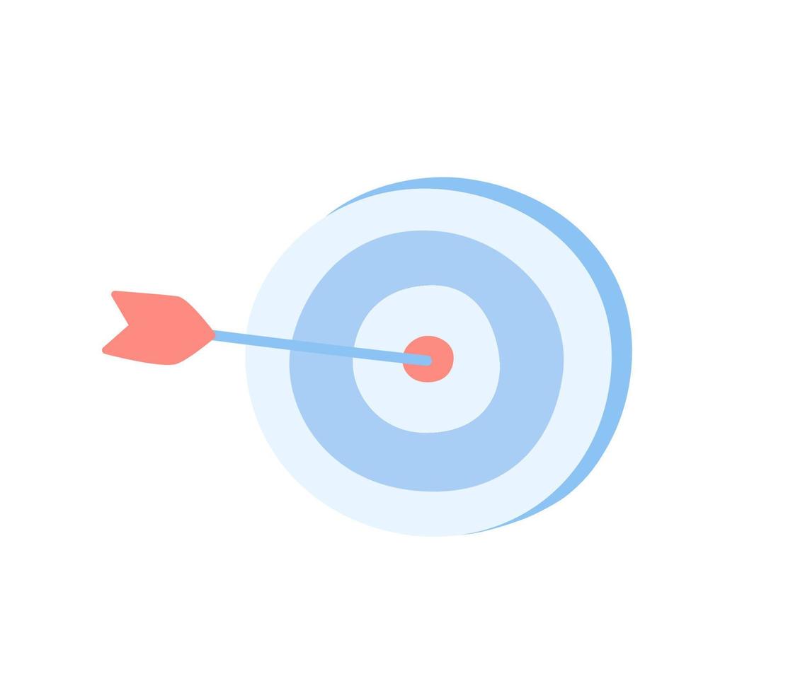 Darts, an arrow hit the target, flat icon on white background. Vector hand-drawn illustration.