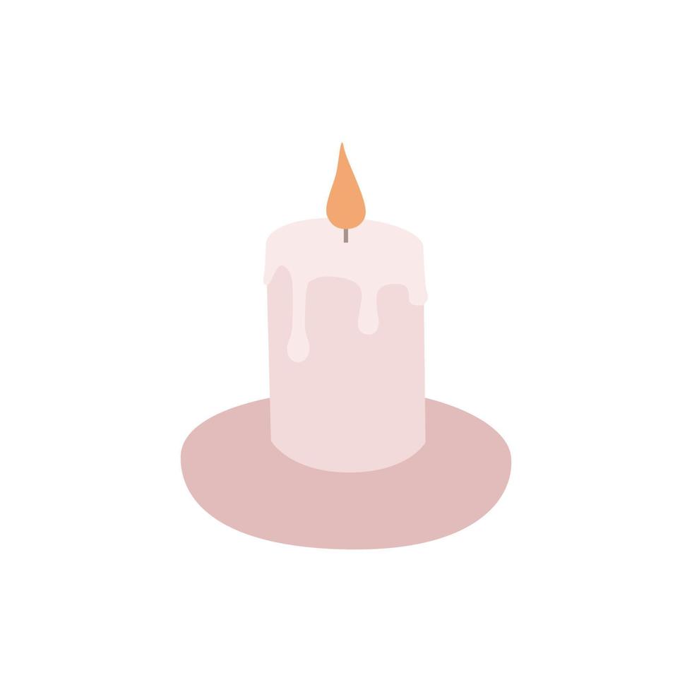 Painted wax candle isolated on white. Modern vector illustration for cozy design and relaxation.