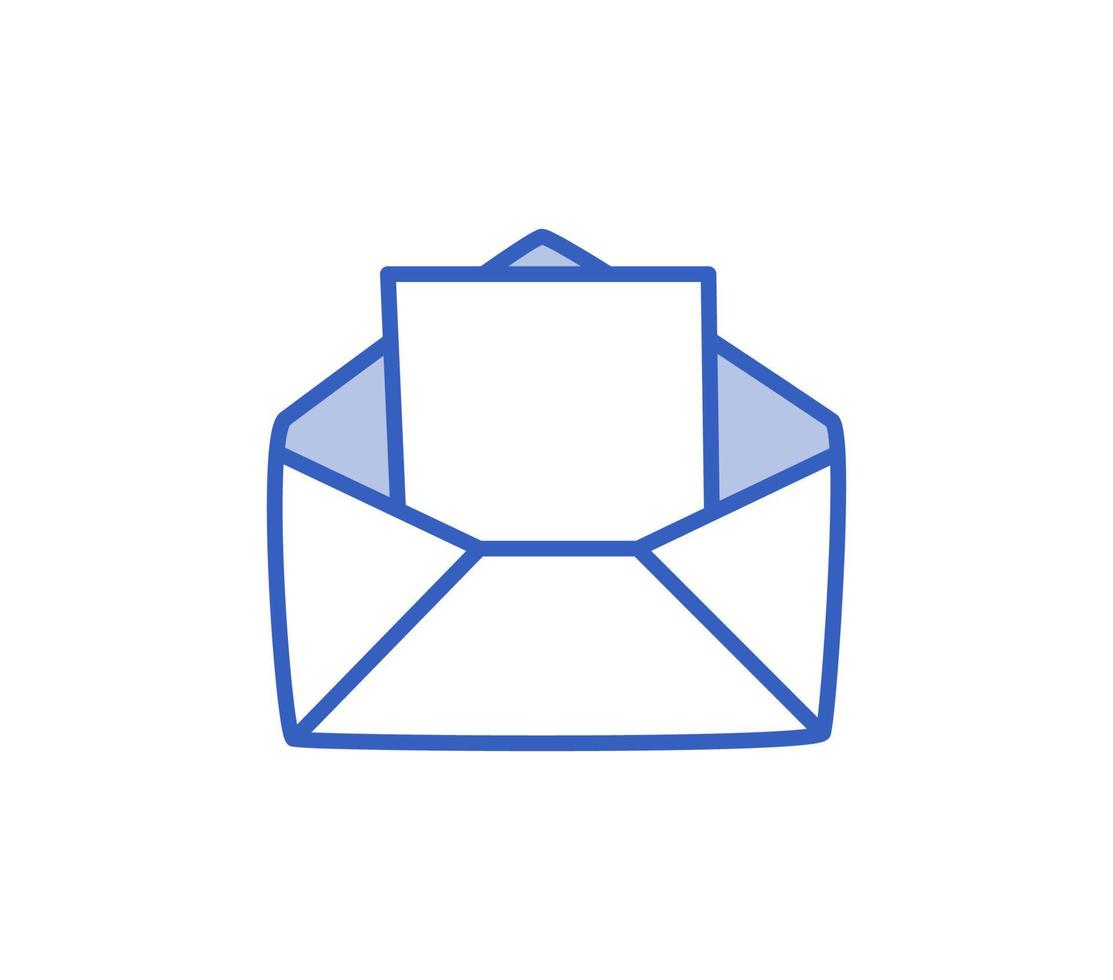 An open envelope with a message, an incoming message. Vector illustration in a hand-drawn style.