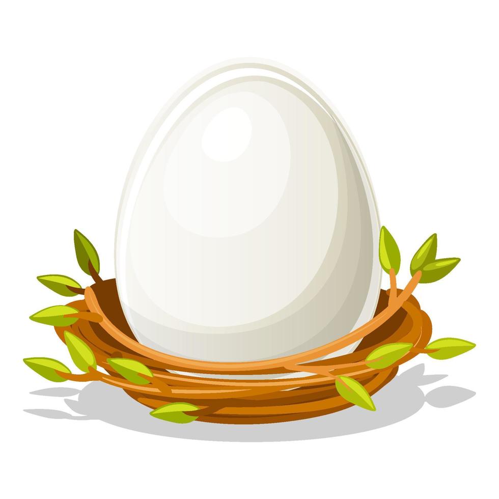 Isolated vector egg in nest, Easter object