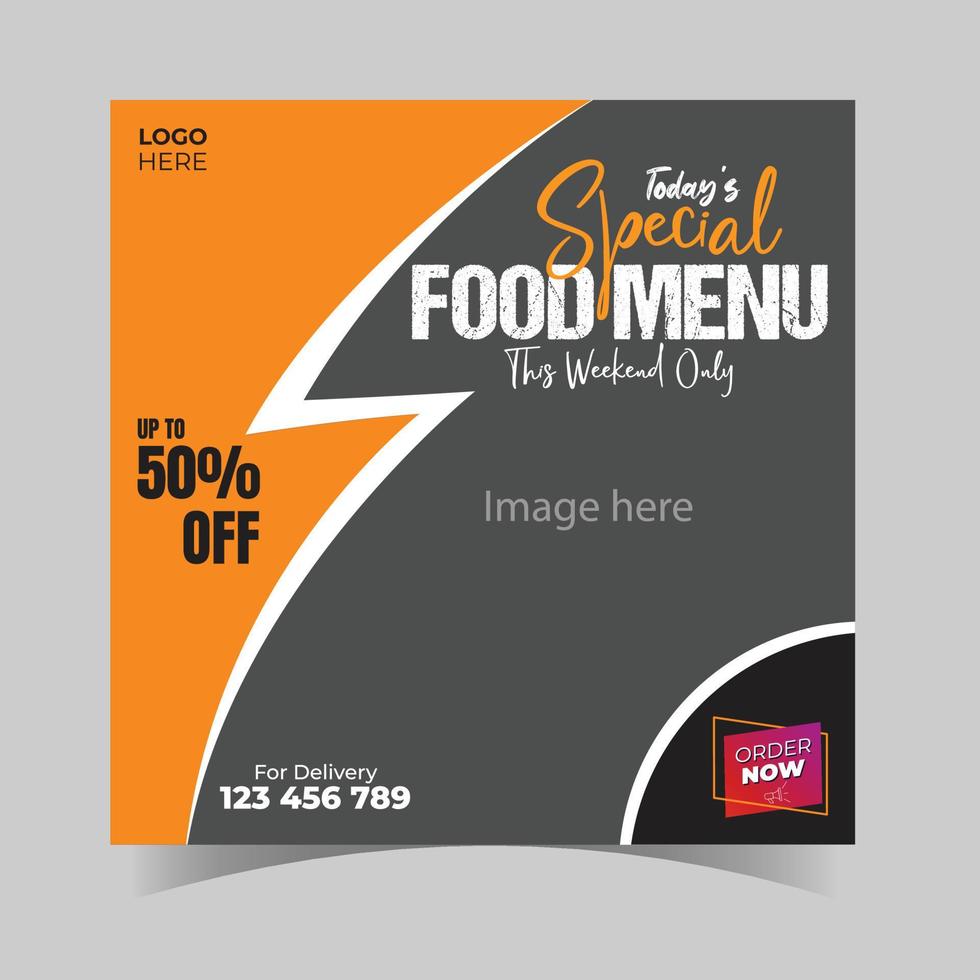 Food menu and restaurant social media banner template vector