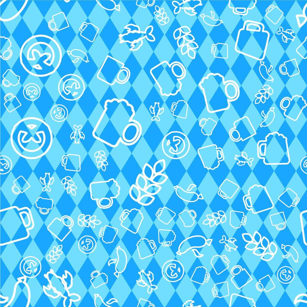 Oktoberfest Seamless Pattern With Drink and Food vector