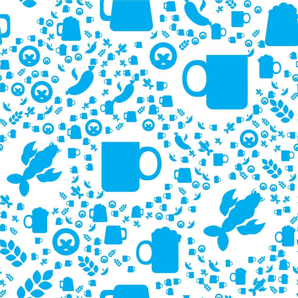 Oktoberfest Seamless Pattern With Drink and Food vector