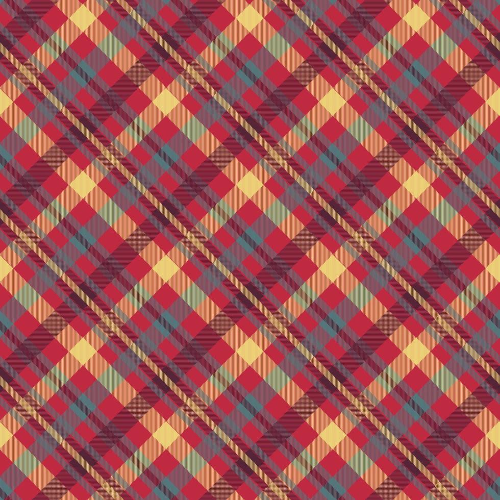 Plaid red color seamless vector pattern