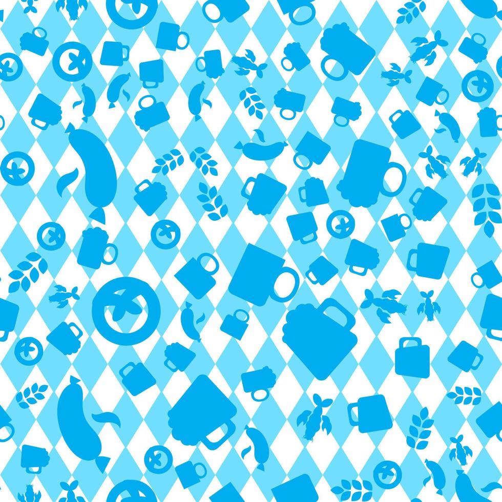 Oktoberfest Seamless Pattern With Drink and Food vector