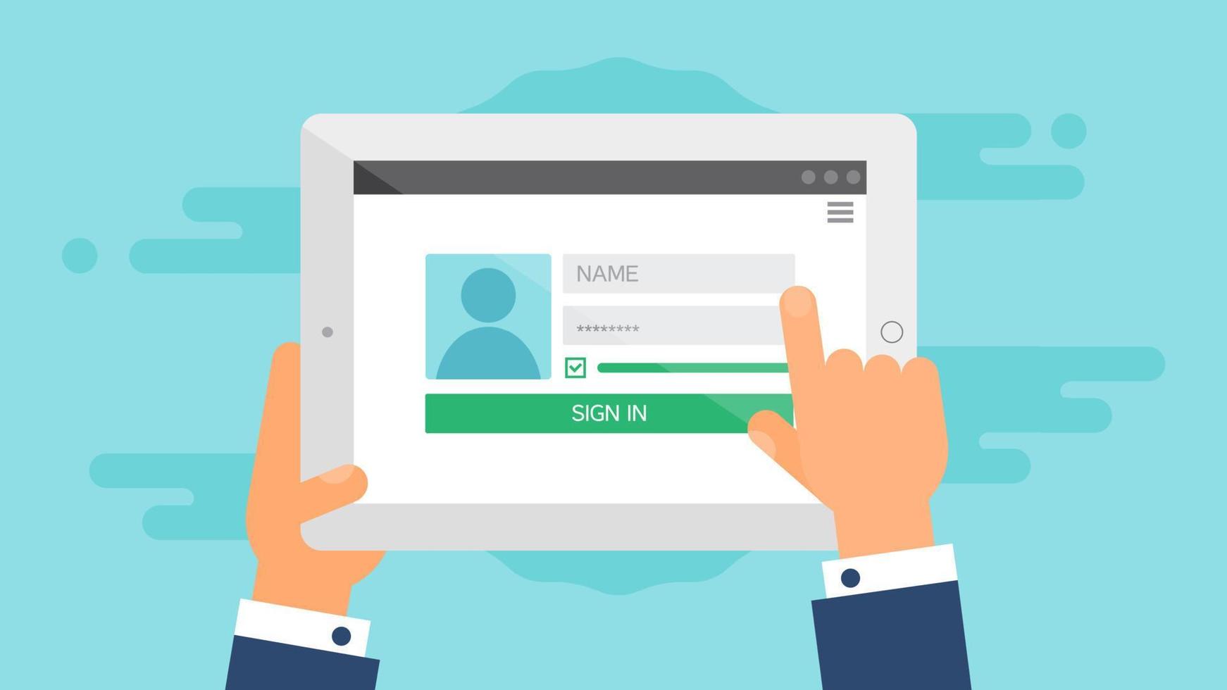 Web Template of Tablet Login Form vector