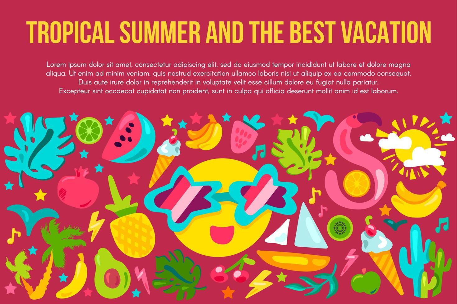 Summer vacation flat banner template vector