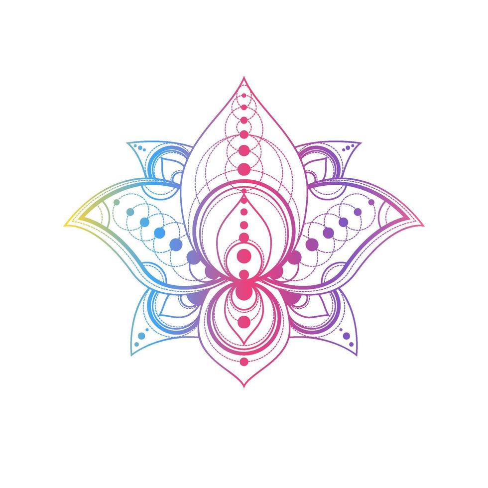 Lotus flower with geometric pattern vector linear illustration